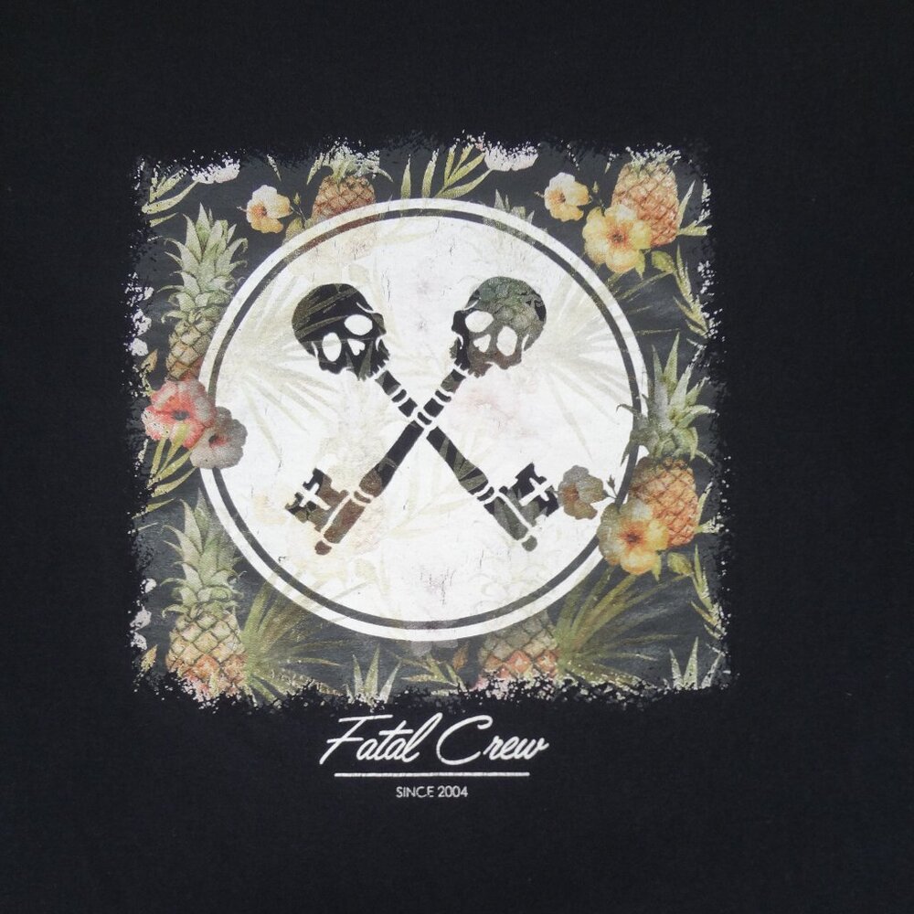 FATAL CREW SKULL & CROSSBONES KEYS - XL BLACK MENS T-SHIRT K365
